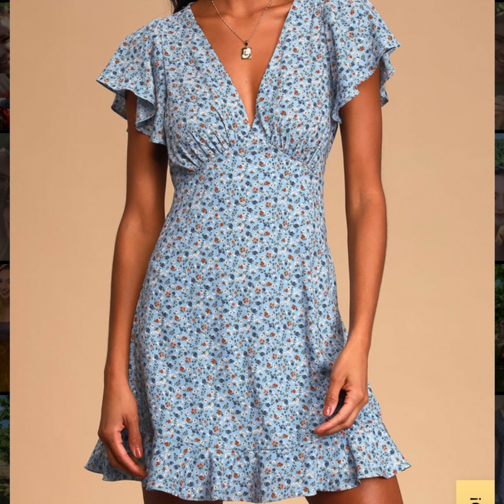 Lulu’s Poet’s Dream Blue Mini Dress, size Small